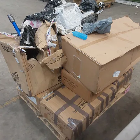 PALLET OF ASSORTED HOUSEHOLD GOODS AND INCOMPLETE FURNITURE PARTS 