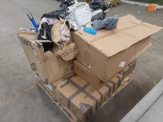 PALLET OF ASSORTED HOUSEHOLD GOODS AND INCOMPLETE FURNITURE PARTS 