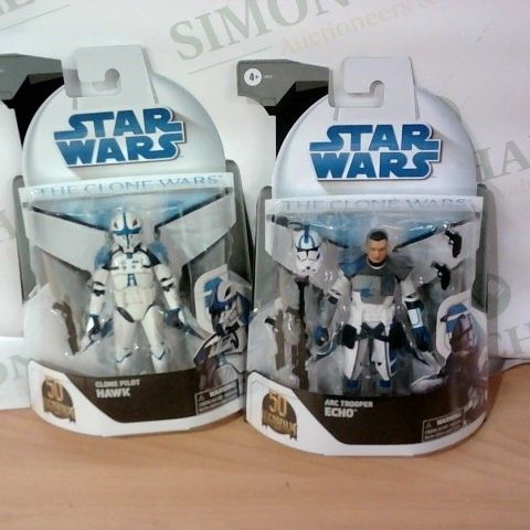 LOT OF 2 ASSORTED STAR WARS THE CLONE WARS ACTION FIGURES- CLONE PILOT HAWK AND ARC TROOPER ECHO