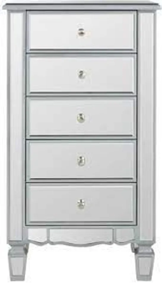 BOXED GRADE 1 MIRAGE MIRRORED TALL 5 DRAWER CHEST (1 BOX) RRP £289