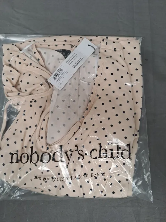 NOBODY'S CHILD LILY MIDI DRESS IN CREAM W. BLACK SPOTS UK SIZE 8