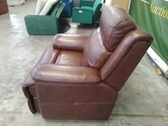 QUALITY DESIGNER ARMCHAIR - BROWN LEATHER