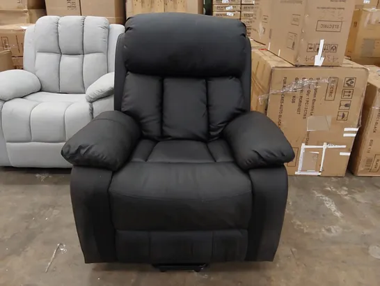 DESIGNER BLACK LEATHER ELECTRIC RECLINER CHAIR (1 BOX)