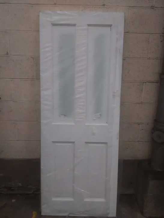 4 PANEL PRIMED OBSCURE DOUBLE GLAZED EXTERNAL DOOR