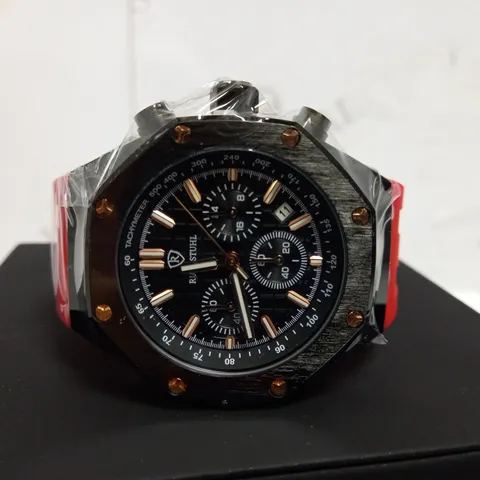 RUCKSTUHL CHRONOGRAPH STYLE RUBBER STRAP WATCH