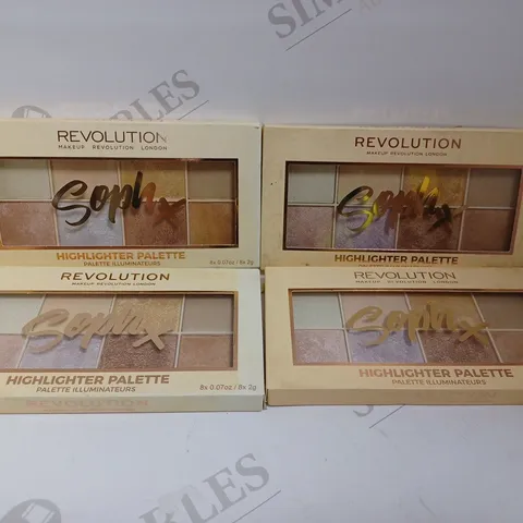 BOX OF 4 REVOLUTION SOPH X HIGHLIGHTER PALETTES 