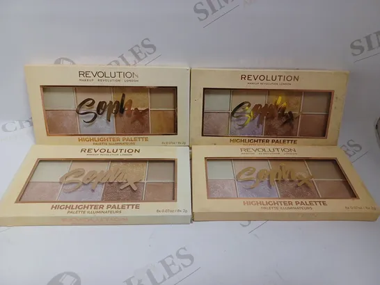 BOX OF 4 REVOLUTION SOPH X HIGHLIGHTER PALETTES 