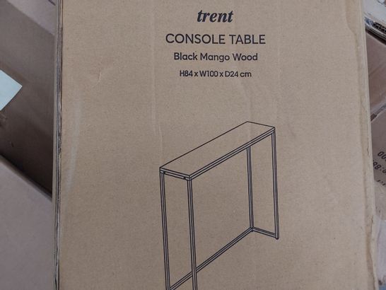 BOXED DESIGNER TRENT CONSOLE TABLE BLACK MANGO WOOD H84 W100 D24cm