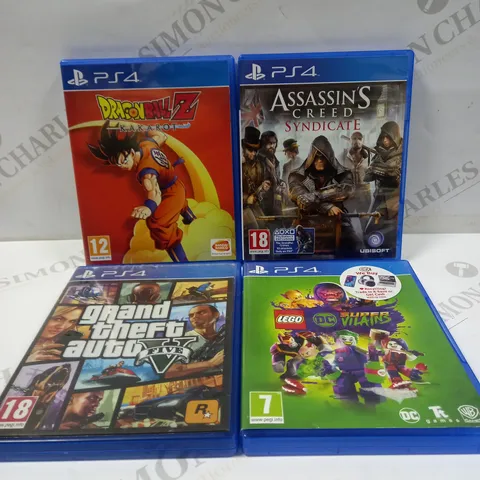 PS4 GAME COLLECTION TO INCLUDE DRAGBALL Z, ASSASSINS CREED, GTA V, LEGO DC 