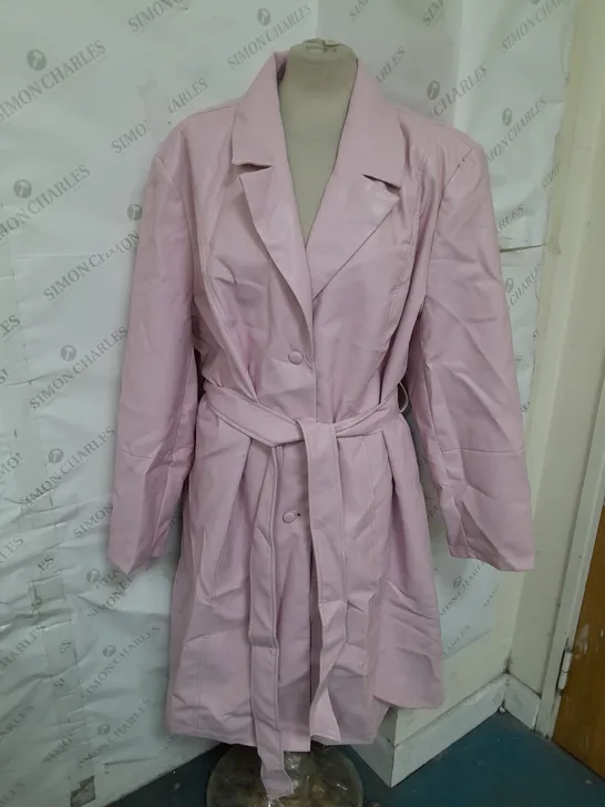 CENTIGRADE FAUX LEATHER LONG COAT PINK SIZE 3XL