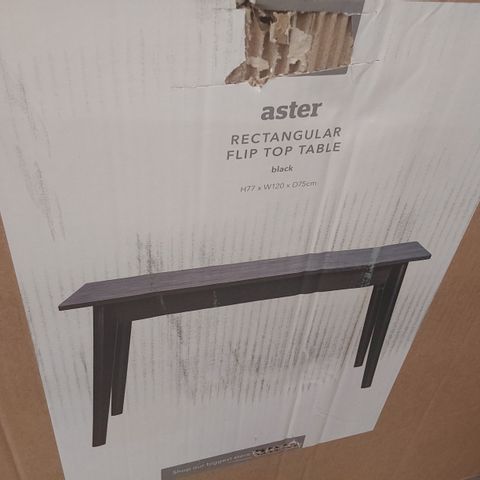 BOXED DESIGNER ASTER RECTANGULAR FLIP TOP DINING TABLE BLACK H77 W120 D75cm
