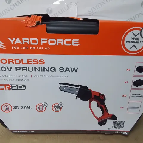 BOXED YARDFORCE CORDLESS 20V PRUNNING SAW 