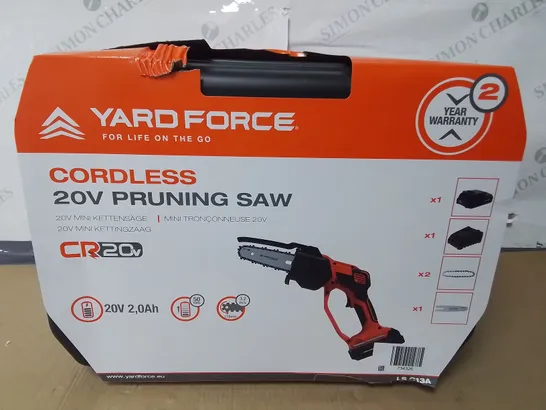 BOXED YARDFORCE CORDLESS 20V PRUNNING SAW 