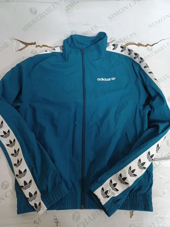 ADIDAS BLUE ZIP UP TAPE JACKET - SMALL