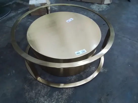 DESIGNER CIRCULAR GILT FINISH DRUM COFFEE TABLE