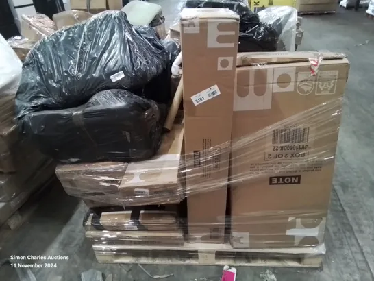 PALLET CONTAINING VARIOUS BOXED FURNITURE PARTS AND OTHER HOUSEHOLD ITEMS ETC.