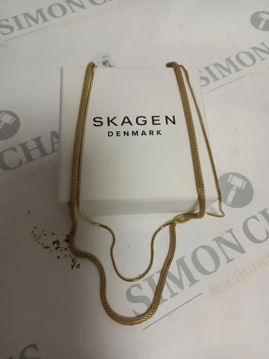 BOXED SKAGEN DOUBLE GOLD MESH NECKLACE 