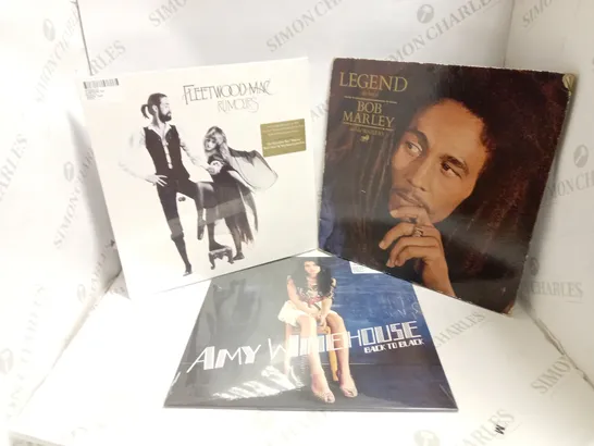 LOT OF 10 ASSORTED VINYL RECORDS, TO INCLUDE FLEETWOOD MAC RUMOURS, AMY WINEHOUSE BACK TO BLACK, LEGEND THE BEST OF BOB MARLEY AND THE WAILERS, ETC