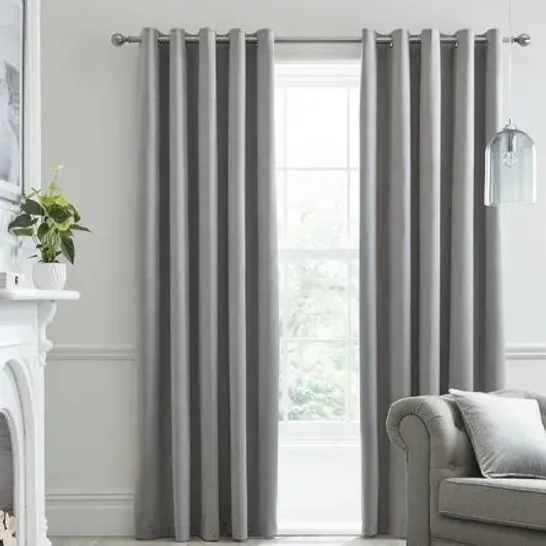 MONTROSE EYELET BLACKOUT CURTAINS - SILVER