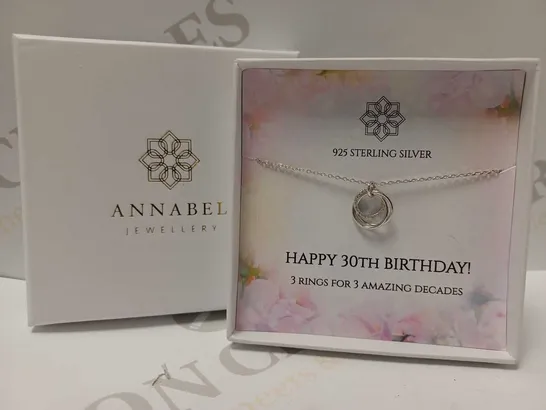 ANNABEL JEWELLERY 925 STERLING SILVER '30TH BIRTHDAY' NECKLACE 