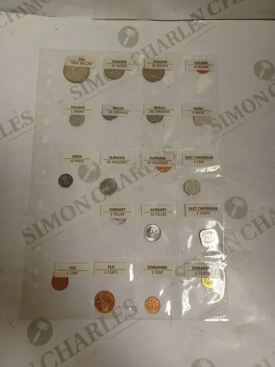 COLLECTION OF ASSORTED COINS IN VARIOUS CURRENCIES FROM AROUND THE WORLD