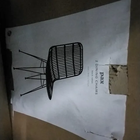 BOXED PAX 2 DINING CHAIRS BLACK RATTAN 