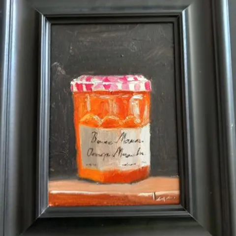 FRAMED PAUL STRYDOM SIGNED PAITNING BONNE MAMAN ORANGE MARMALADE