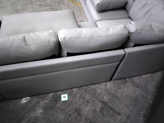 DESIGNER GREY LEATHER 4-SEATER CORNER SOFA