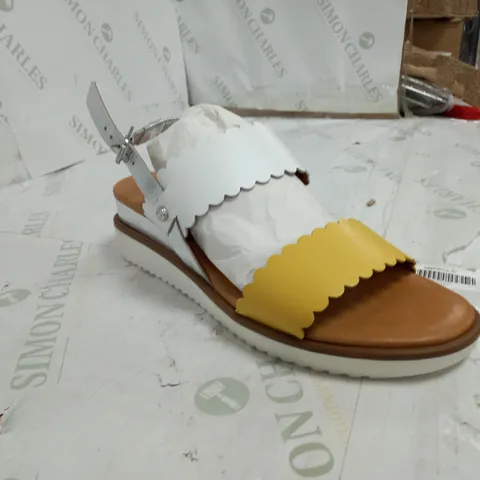 BOXED YELLOW AND WHITE SANDAL SIZE 6