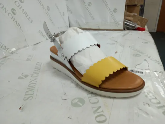 BOXED YELLOW AND WHITE SANDAL SIZE 6