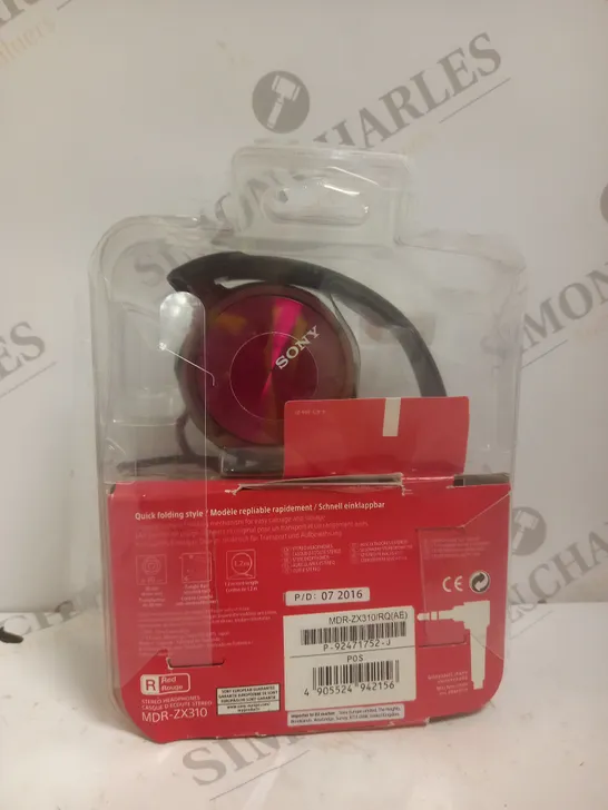 BOXED SONY MDR-ZX310 STEREO OVER-EAR HEADPHONES IN RED