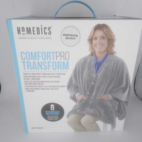 PALLET OF APPROXIMATELY 145 HOMEDICS COMFORT PRO TRANSFORM CORDLESS CONVERTIBLE THROW WITH HEAT AND VIBRATION