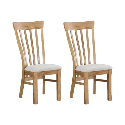 BOXED PAIR ACEVES FARAH UPHOLSTERED DINING CHAIRS NATURAL OILED OAK (SET OF 2 IN 1 BOX)