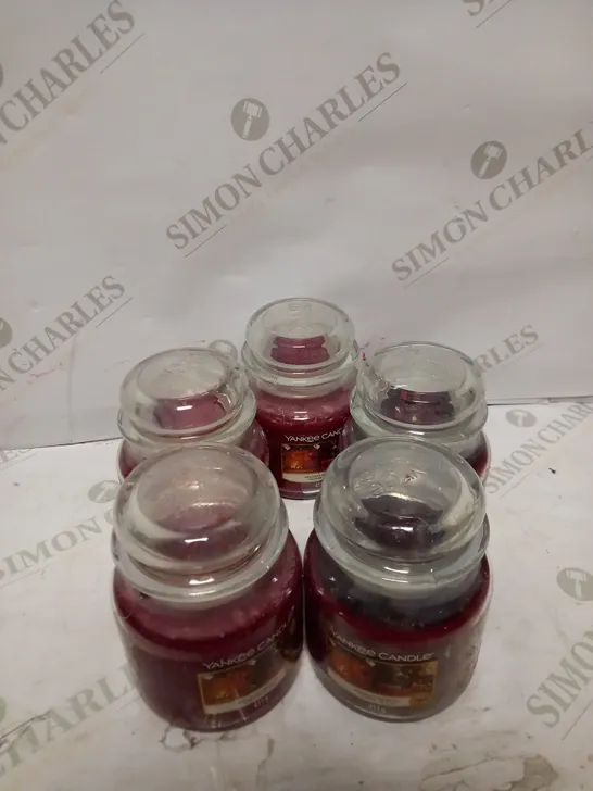 LOT OF 5 HOLIDAY HEARTH SCENTED YANKEE CANDLES 