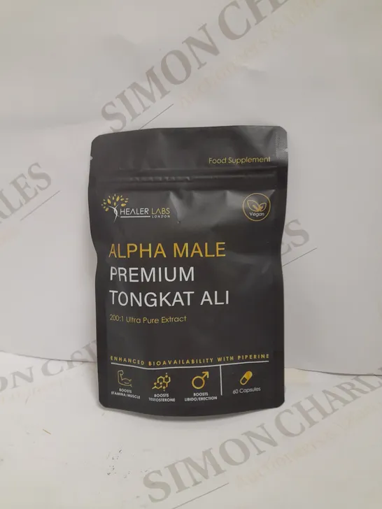 HEALER LABS ALPHA MALE PREMIUM TONGKAT ALI FOOD SUPPLEMENT CAPSULES (60 PER BAG) 