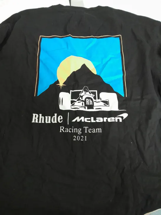 RHUDE MCLAREN RACING TEAM BLACK T-SHIRT - MEDIUM