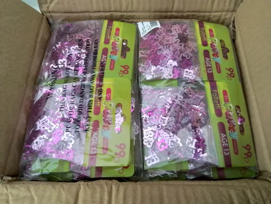 PALLET CONTAINING 71 BOXES OF BRAND NEW AGE 13 PINK CONFETTI - 144 PIECES PER BOX / APPROX TOTAL 10,224