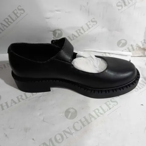 PAIR OF KOI VEGAN LEATHER SHORT HEEL BUCKLE STRAP SHOES IN BLACK - SIZE 6