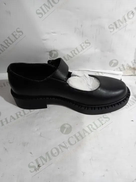 PAIR OF KOI VEGAN LEATHER SHORT HEEL BUCKLE STRAP SHOES IN BLACK - SIZE 6