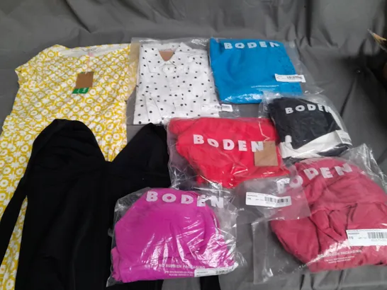 LOT OF 8 ASSORTED BODEN CLOTHING ITEMS TO INCLUDE T-SHIRTS, SHIRT AND JERSEY DRESS - VARIOUS SIZES