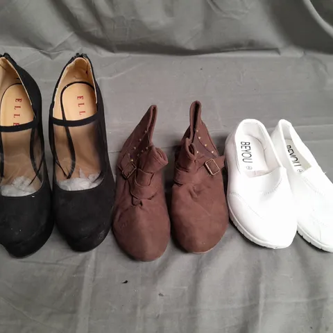 APPROXIMATELY 15 PAIRS OF LADIES SHOES. ASSORTED SIZES, COLOURS AND STYLES