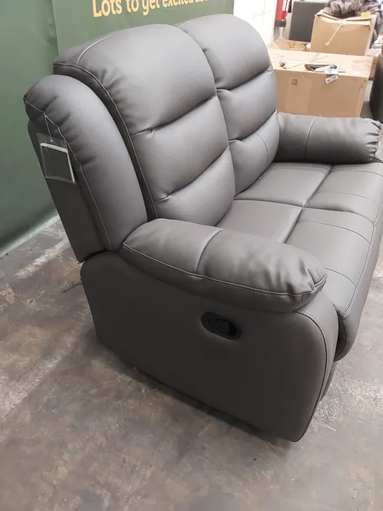 DESIGNER 2 SEATER LEATHER UPHOLSTERED MANUAL RECLINER SOFA