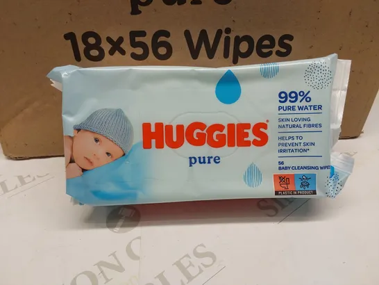 BRAND NEW BOX TO CONTAIN 18 X PACKS OF HUGGIES PURE WIPES // BEST BEFORE: 11/25