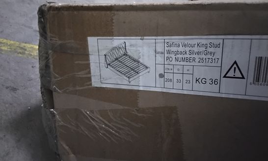 BOXED SAFINA VELOUR KING STUD WINGBACK SILVER GREY (1 BOX ONLY)