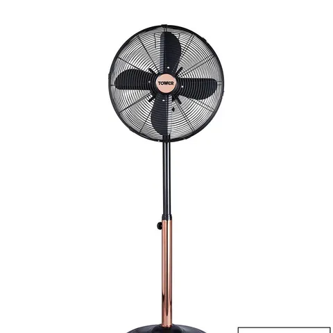 TOWER T6430000B CAVALETTO 16” METAL PEDESTAL FAN WITH 3 SPEED SETTINGS AND COPPER MOTOR, 50W, ROSE GOLD AND BLACK