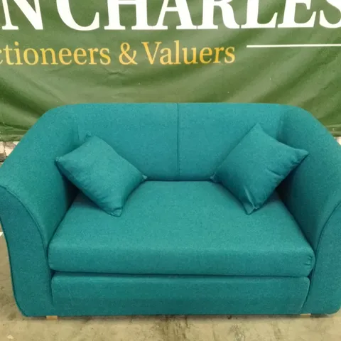 QUALITY DESIGNER LOVESEAT - TEAL FABRIC 