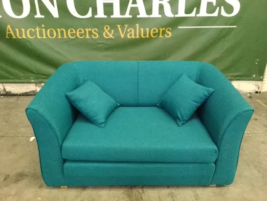 QUALITY DESIGNER LOVESEAT - TEAL FABRIC 