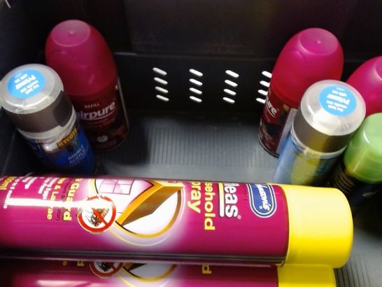 LOT OF ASSORTED ITEMS TO INCLUDE; FLE KILLER, SHAVE GEL, AIR FRESHENER ETC