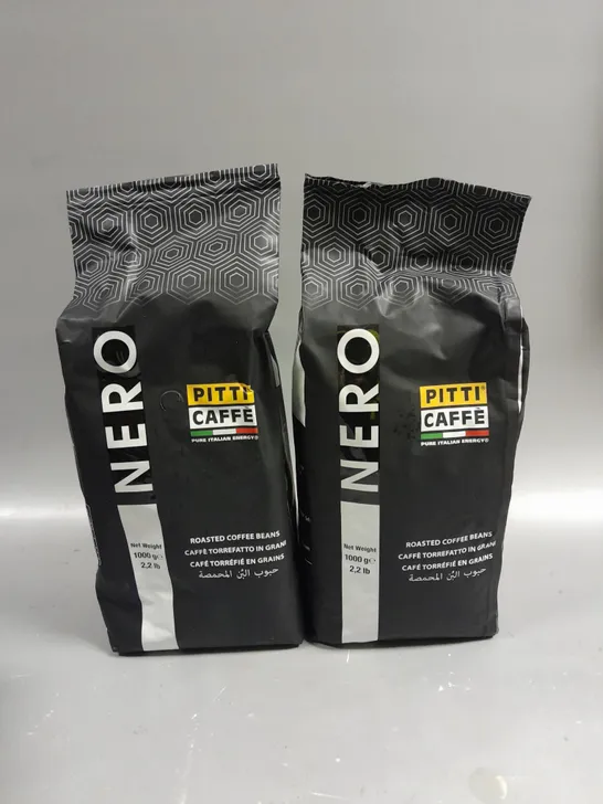 2 X SEALED PITTI CAFFE NERO ROASTED COFFEE BEANS - 2 X 1KG