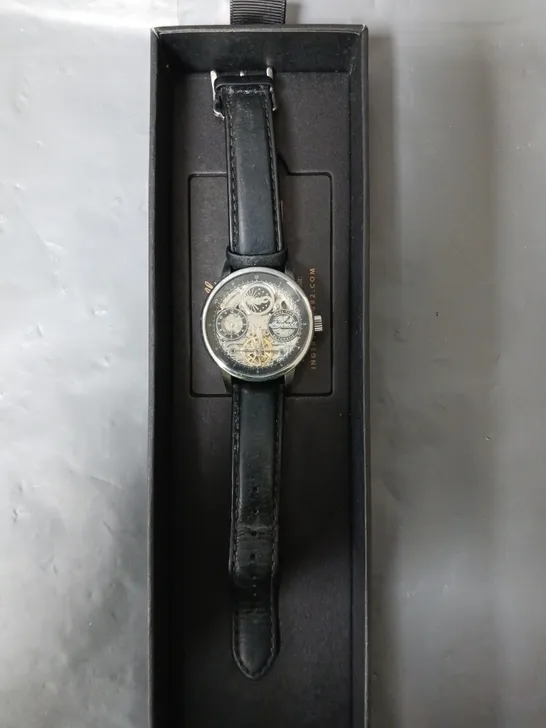 INGERSOLL THE JAZZ SILVER SKELETON MOONPHASE AUTOMATIC DIAL BLACK LEATHER STRAP WATCH RRP £290